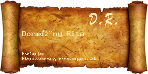 Dormány Rita névjegykártya